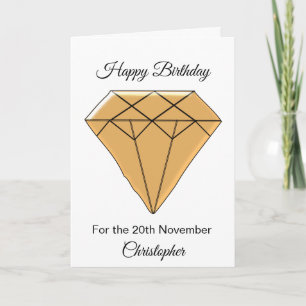 Cartão de Aniversário de Novembro - Topaz