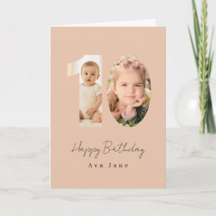 Cartão de Aniversário de Número 10 Foto Personaliz