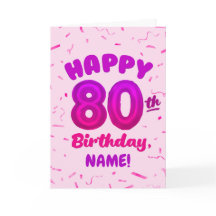 Cartão de Aniversário de Número de Balão 80 Person