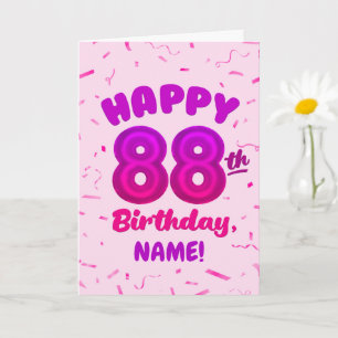 Cartão de Aniversário de Número de Balão 88 Nome P