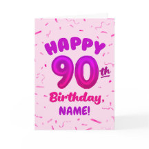 Cartão de Aniversário de Número de Balão 90 Person