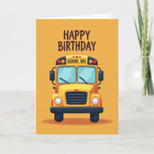 Cartão de Aniversário de Ônibus Amarelo