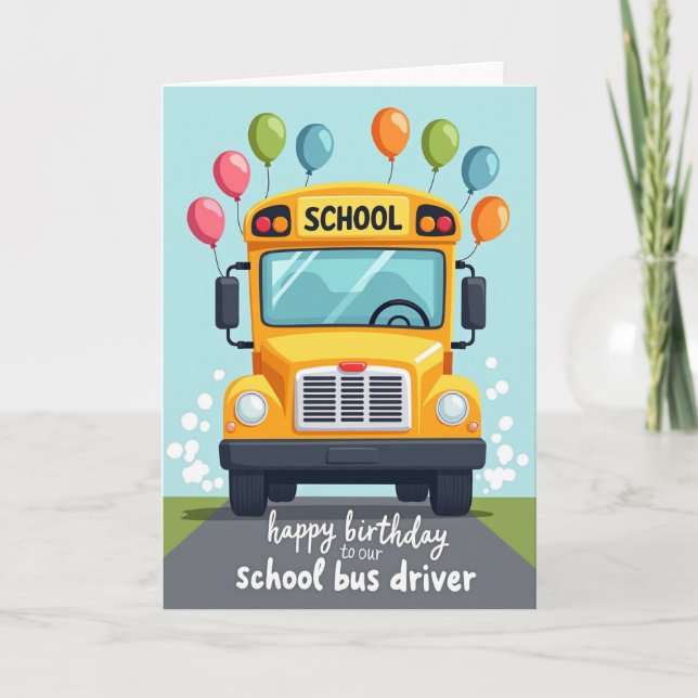 Cartão de Aniversário de Ônibus Escolar (Frente)