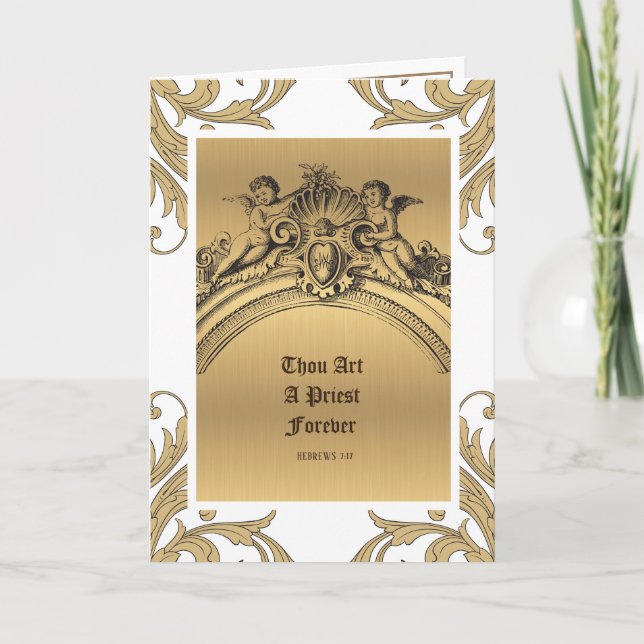 Cartão de Aniversário de Ordenação de Padre Católi (Frente)