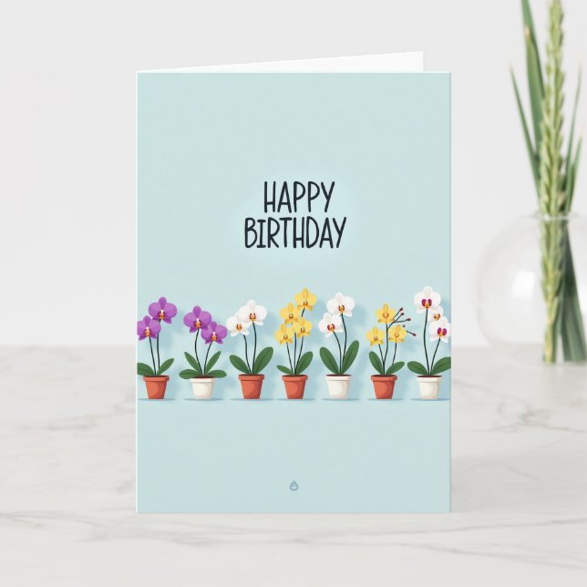 Cartão de Aniversário de Orquídea Alegre (Frente)