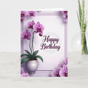 Cartão de Aniversário de Orquídea Fúcsia