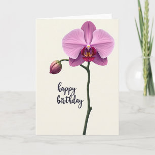 Cartão de Aniversário de Orquídea Magenta