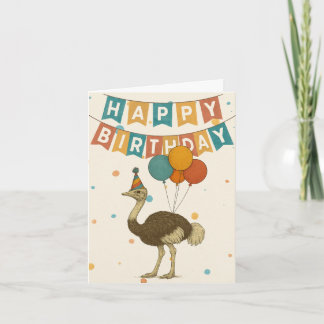 Cartão de Aniversário de Ostrich - Animal de Festa