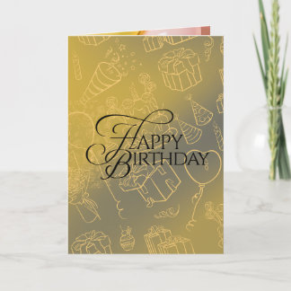 Cartão de Aniversário de Ouro Elegante com Balões