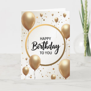 Cartão de Aniversário de Ouro Flutuante