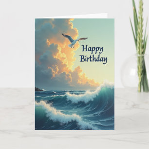 Cartão de Aniversário de Paisagem Marítima Alegre