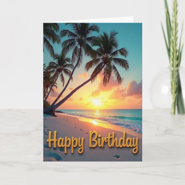 Cartão de Aniversário de Palm Beach (Frente)