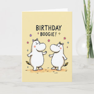 Cartão de Aniversário de Par de Animais Alegres