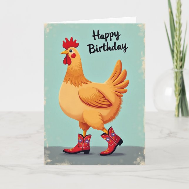 Cartão de Aniversário de Pássaro Calçado (Frente)