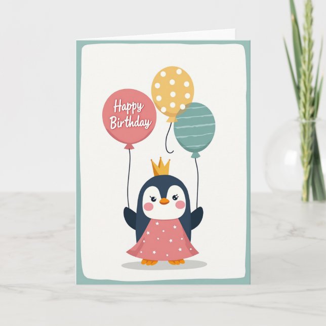 Cartão de Aniversário de Pássaro Coroado (Frente)