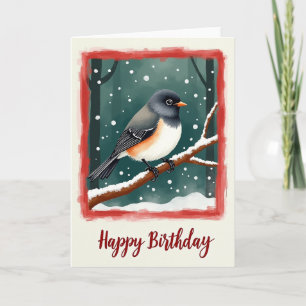 Cartão de Aniversário de Pássaro de Inverno