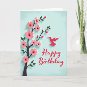 Cartão de Aniversário de Pássaro de Primavera