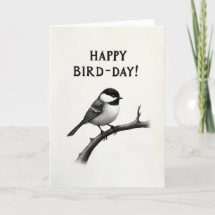 Cartão de Aniversário de Pássaro Desenhado