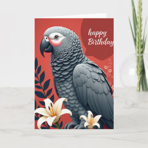 Cartão de Aniversário de Pássaro Elegante