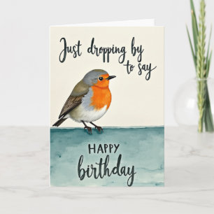 Cartão de Aniversário de Pássaro em Aquarela Doce