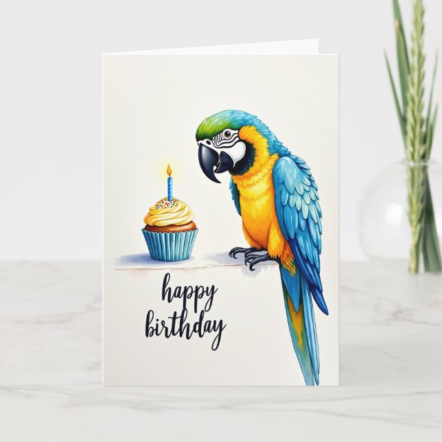Cartão de Aniversário de Pássaro Empoleirado (Frente)