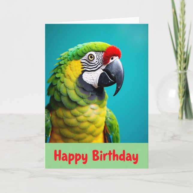 Cartão de Aniversário de Pássaro Exótico (Frente)