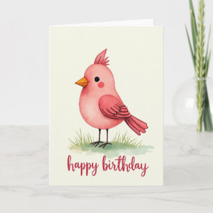 Cartão de Aniversário de Pássaro Rosa Doce
