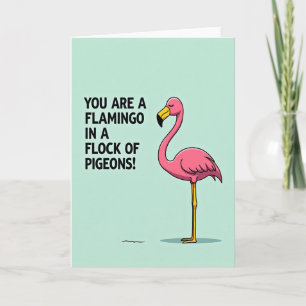 Cartão de Aniversário de Pássaro Rosa Único
