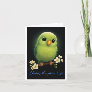 Cartão de Aniversário de Pássaro Verde