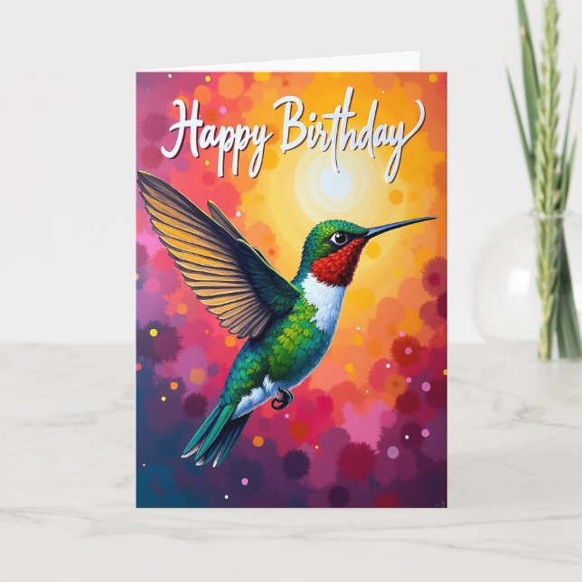 Cartão de Aniversário de Pássaro Voador (Frente)