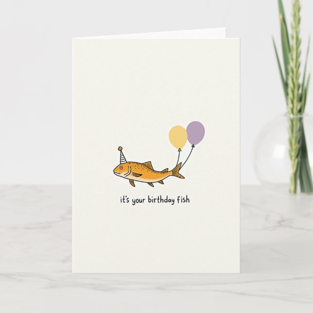Cartão de Aniversário de Peixe Alegre (Frente)