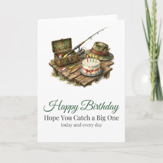 Cartão de Aniversário de Pesca Espero que Você Peg