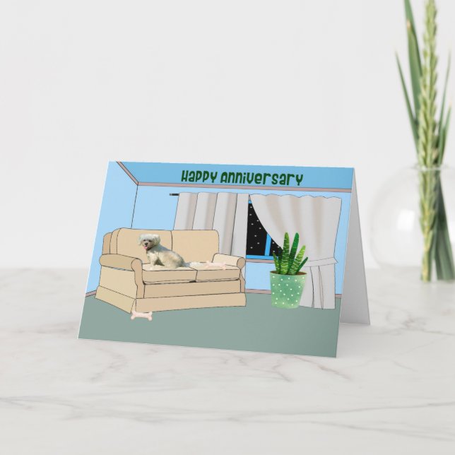 Cartão de aniversário de Pet Dog na sala (Frente)