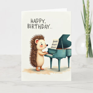 Cartão de Aniversário de Piano Criatura Alegre