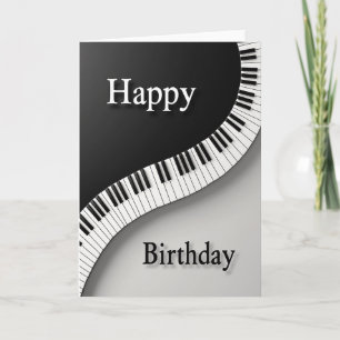 Cartão de Aniversário de Piano Elegante