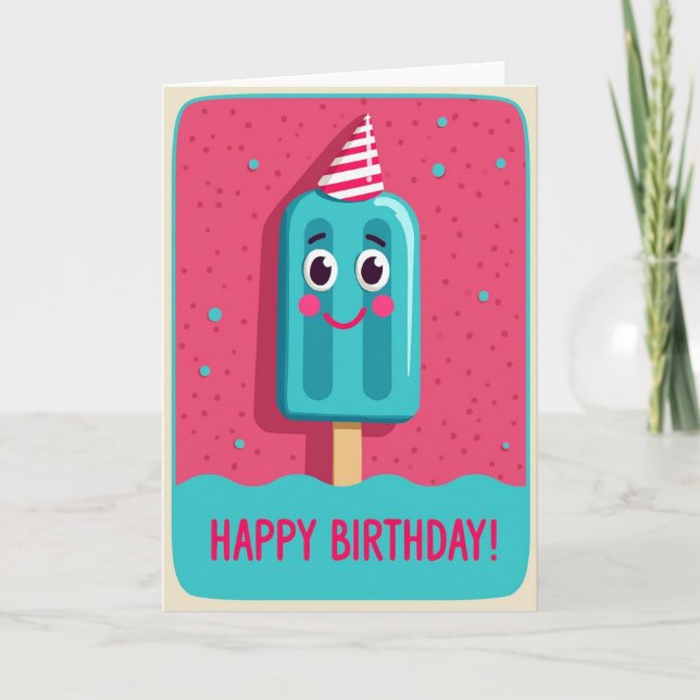 Cartão de Aniversário de Picolé Sorridente (Frente)