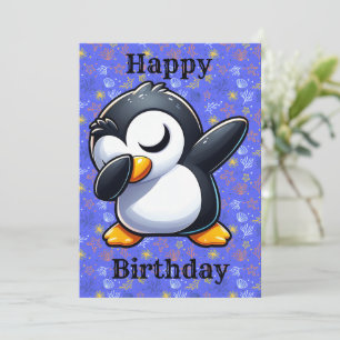 Cartão de aniversário de pinguim Dabbing