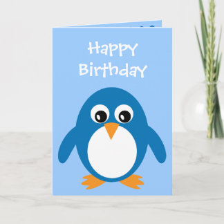 Cartão de aniversário de pinguins de animação