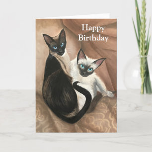 Cartão de Aniversário de Pintura de Cat com Cita