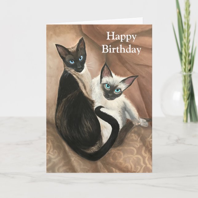 Cartão de Aniversário de Pintura de Cat com Citaçã (Frente)