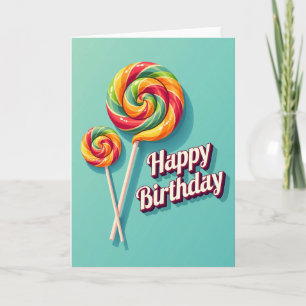 Cartão de Aniversário de Pirulito Colorido