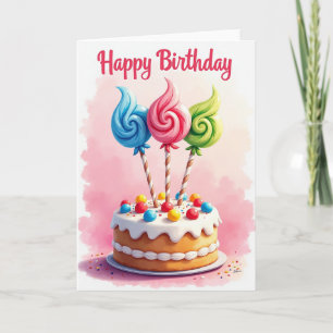 Cartão de Aniversário de Pirulito Doce