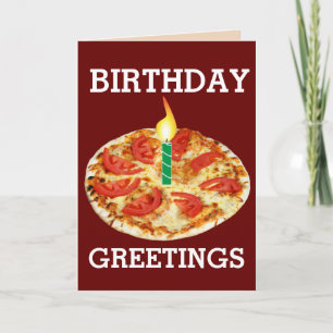 CARTÃO DE ANIVERSÁRIO DE PIZZA VEGETARIANA