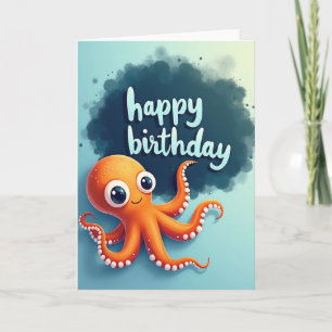 Cartão de Aniversário de Polvo Caprichoso