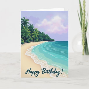 Cartão de Aniversário de Praia Tropical