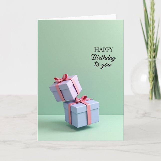Cartão de Aniversário de Presente Elegante (Frente)