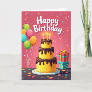 Cartão de Aniversário de Presente Empilhado