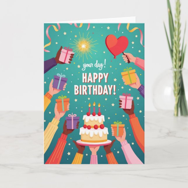 Cartão de Aniversário de Presentes (Frente)