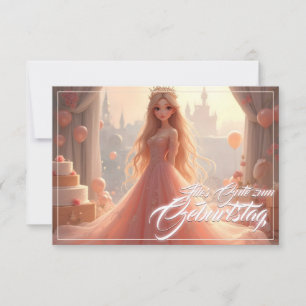 Cartão de aniversário de princesa em rosa