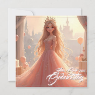 Cartão de aniversário de princesa em rosa